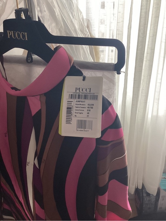 Emilio Pucci Pants - Emilio Pucci Pink, Brown & Black Printed Jumpsuit
